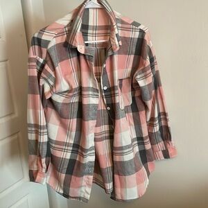 Pink button up flannel